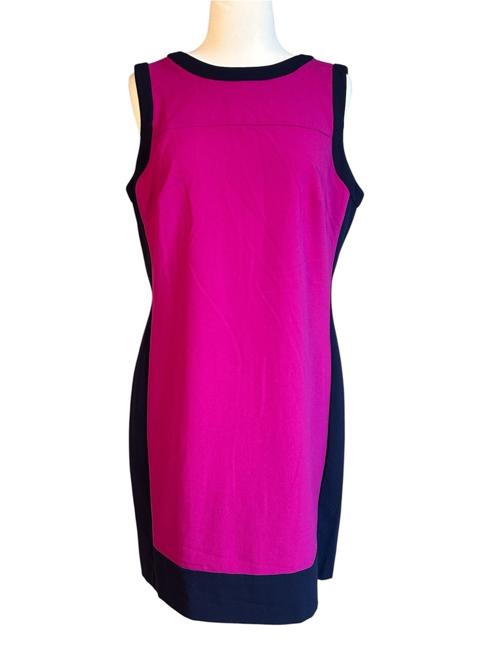 Lauren Ralph Lauren sleeveless sheath dress magenta pink navy colorblock size 12